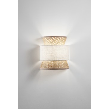APPLIQUE GAZEBO BEIGE RATTAN NATURALE+BEIGE 1XE27 24X15X28CM