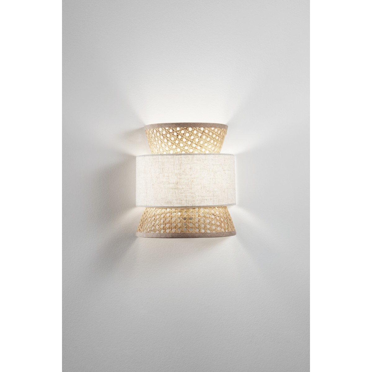 APPLIQUE GAZEBO BEIGE RATTAN NATURALE+BEIGE 1XE27 24X15X28CM