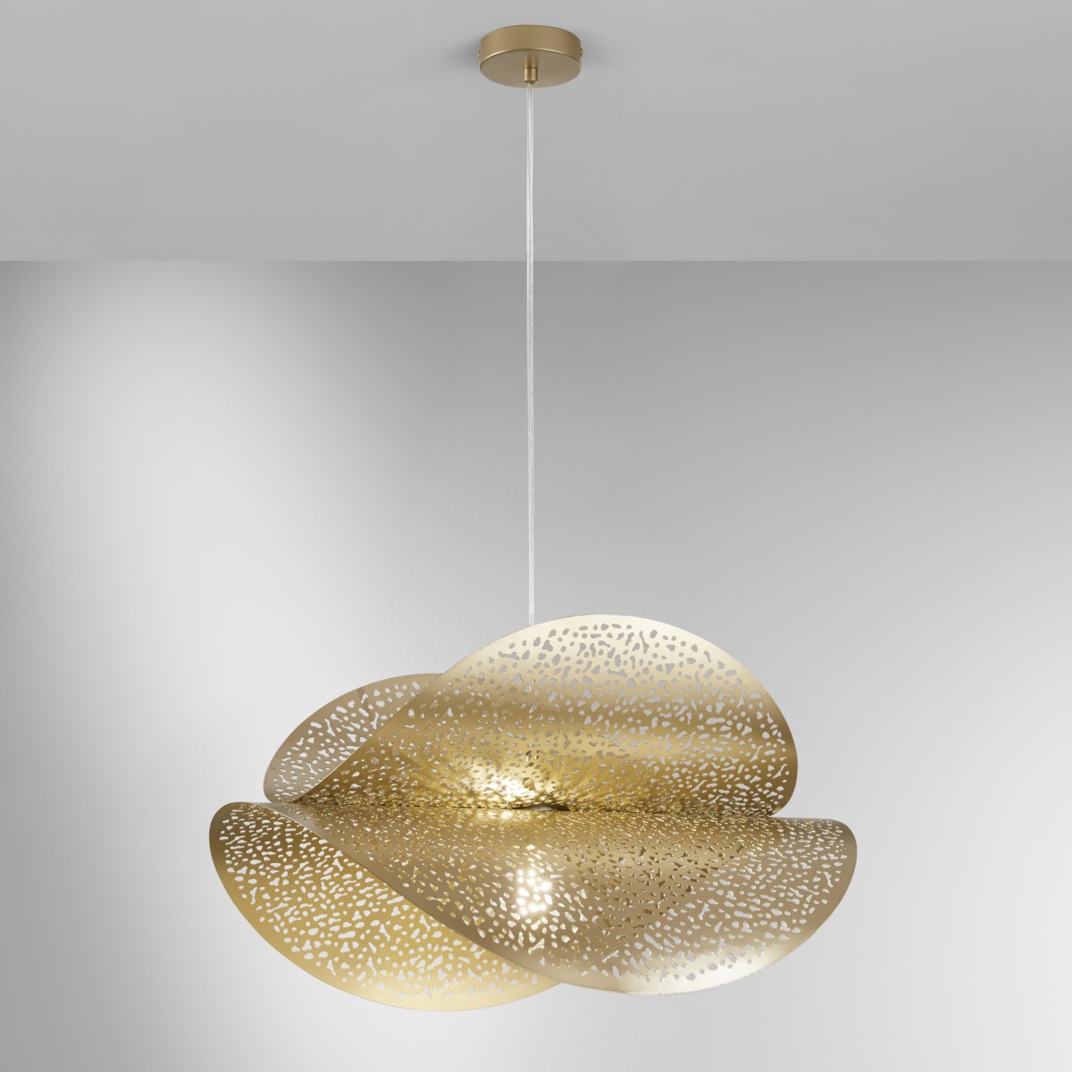 SOSPENSIONE RHEI-TARA ORO DOPPIO DIFFUSORE 1XE27 60X33X150CM