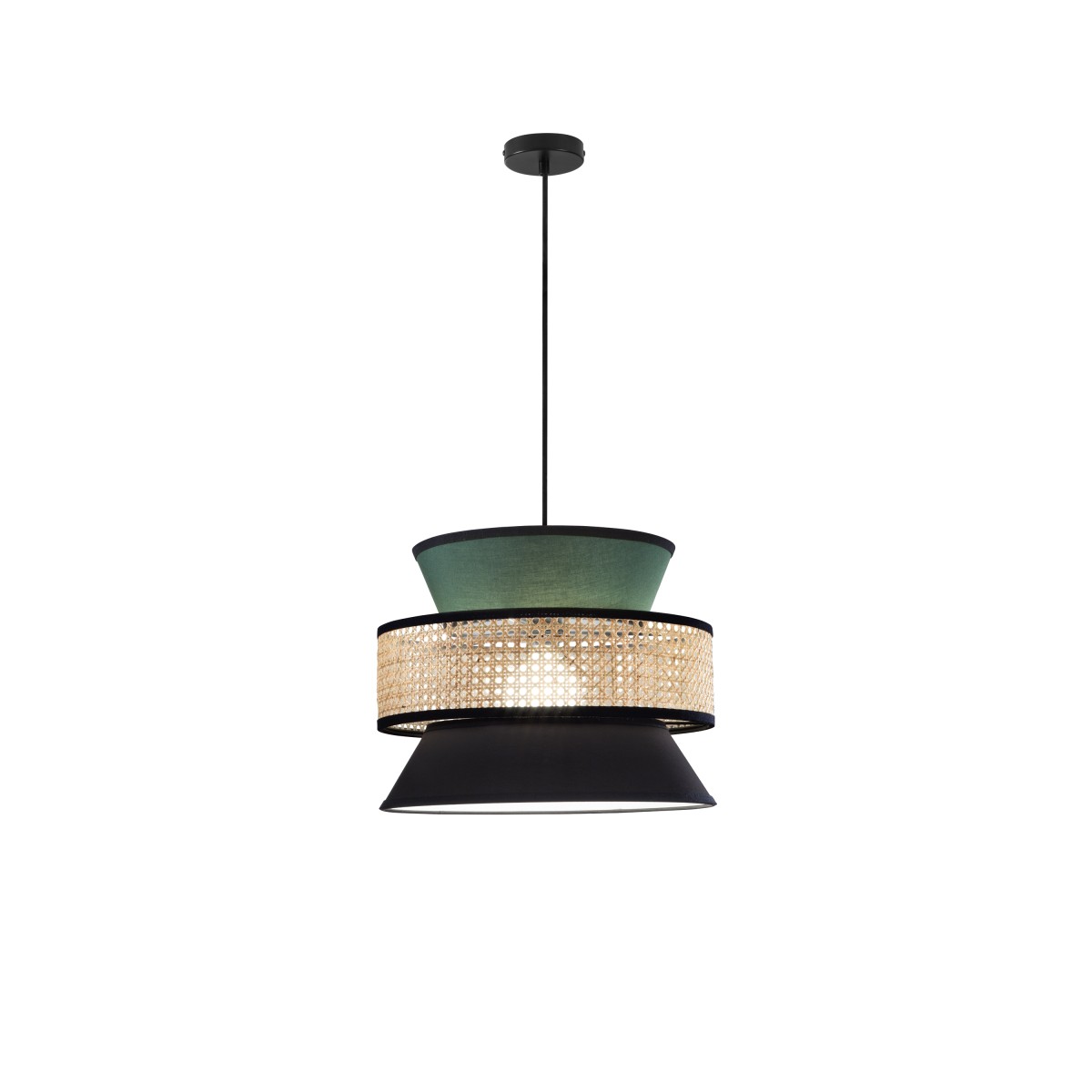 SOSPENSIONE GAZEBO VERDE+NERO+RATTAN NATURALE 1XE27...