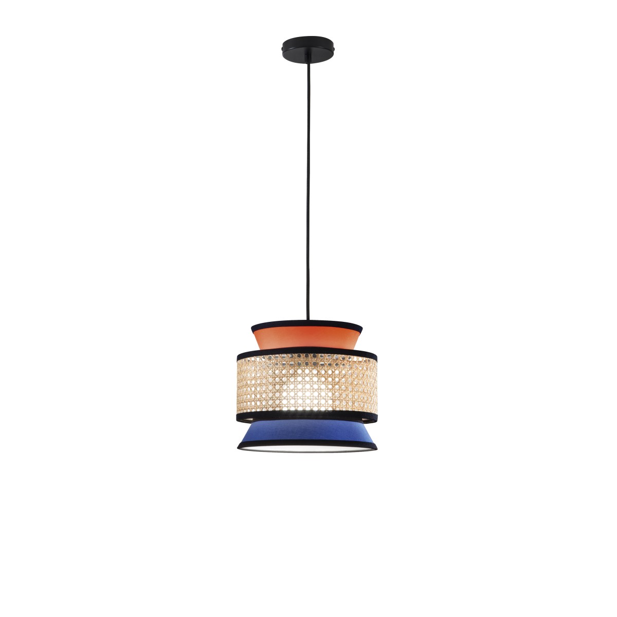 SOSPENSIONE GAZEBO ARANCIONE+BLU+RATTAN NATURALE 1XE27...
