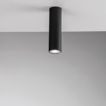 PLAFONIERA FLUKE TONDA NERA 1XGU10 5,5X5,5X20CM
