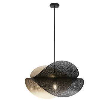 SOSPENSIONE RHEI-DOT NERA/ORO DOPPIO DIFFUSORE 1XE27 60X33X150CM