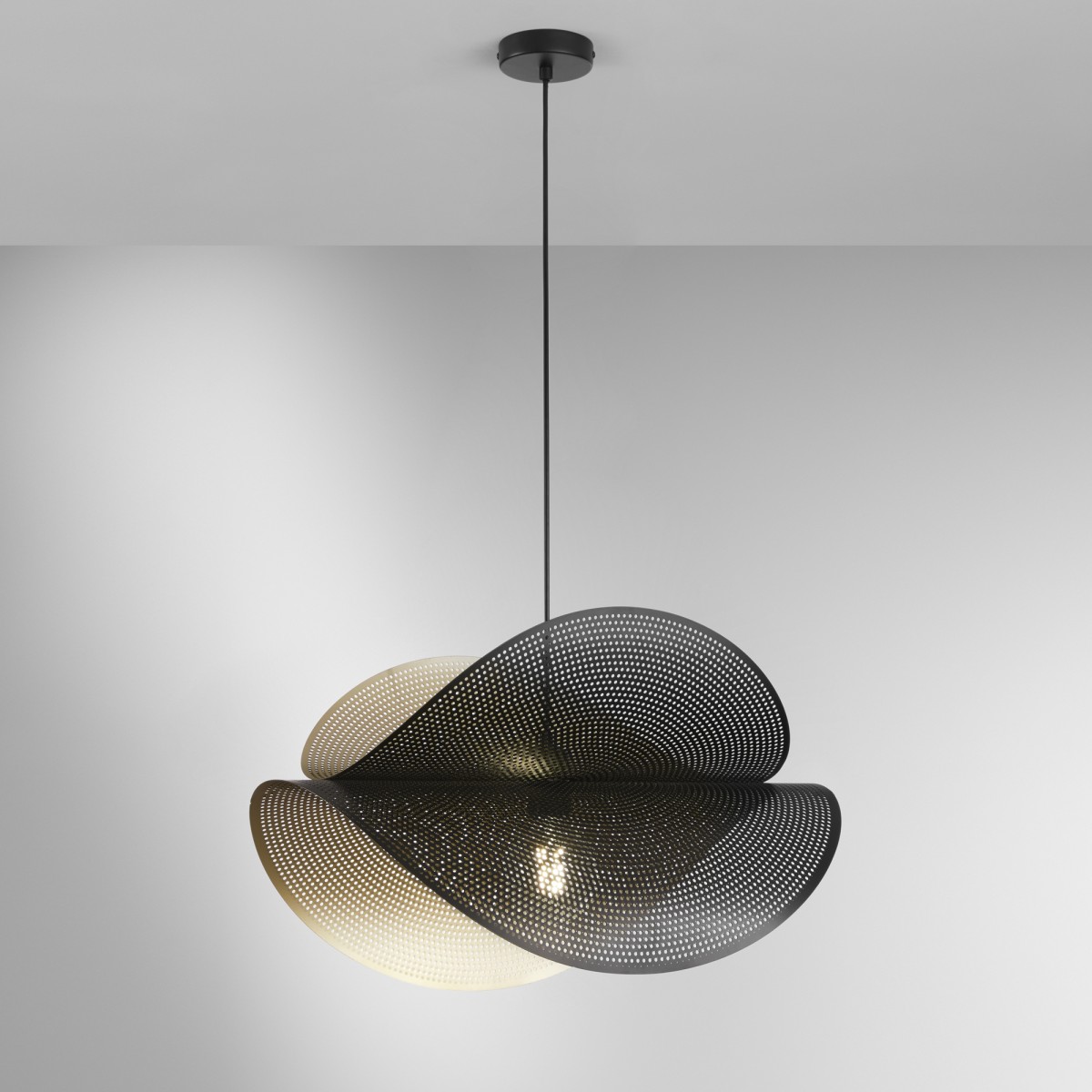 SOSPENSIONE RHEI-DOT NERA/ORO DOPPIO DIFFUSORE 1XE27...