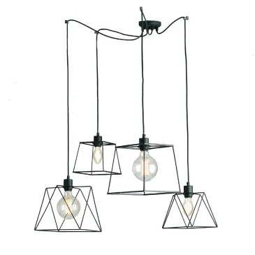 SOSPENSIONE BROOKLYN POLIGONALE NERA 4XE27 250CM