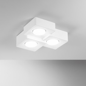 PLAFONIERA ATHEN QUADRATA BIANCA 3XGX53 27X27X7,3CM