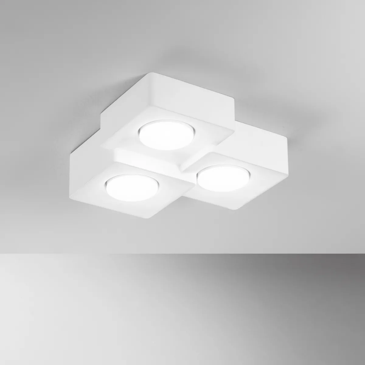 PLAFONIERA ATHEN QUADRATA BIANCA 3XGX53 27X27X7,3CM