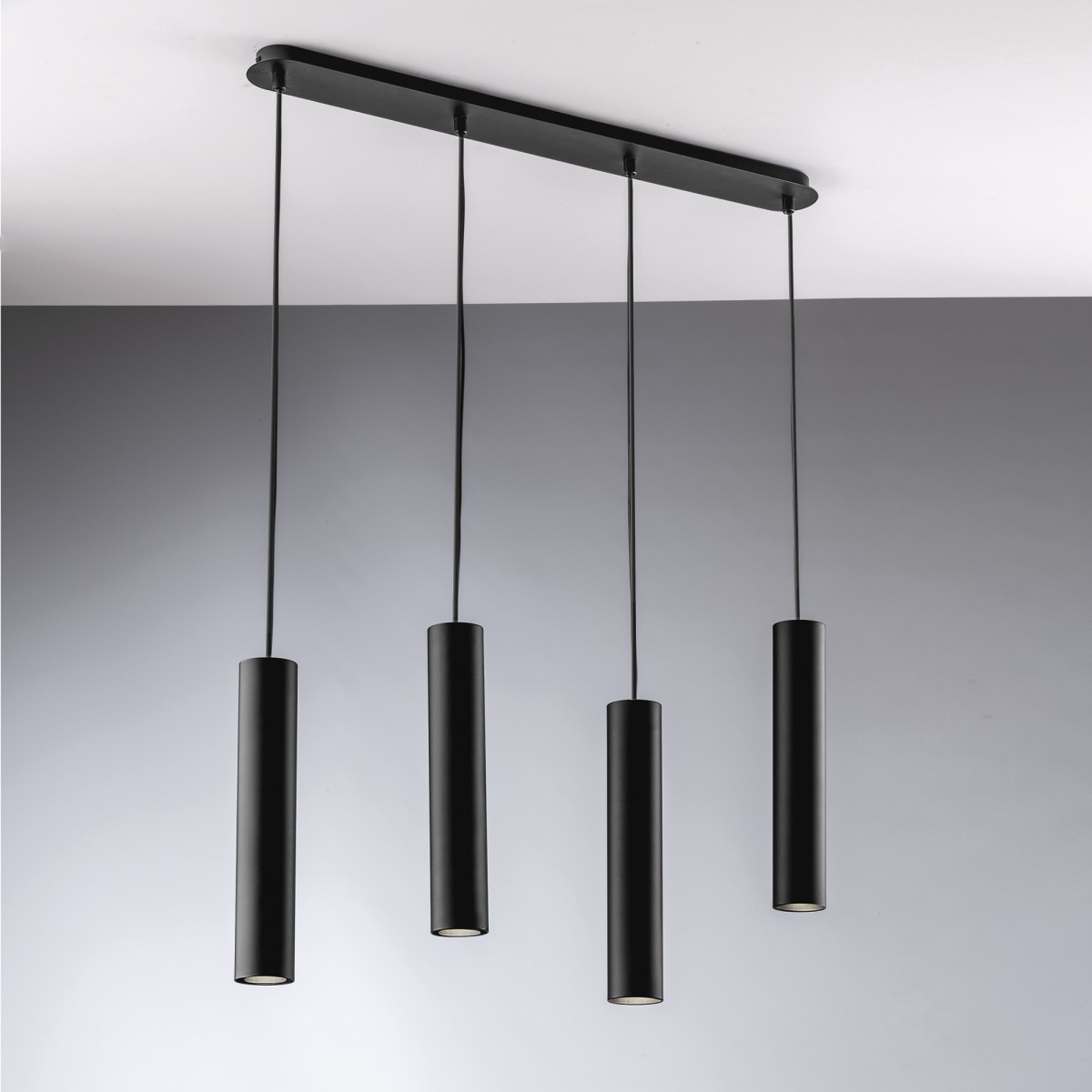 SOSPENSIONE FLUKE TONDA NERA 4XGU10 68X7X200CM