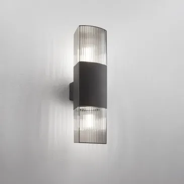 APPLIQUE BIEMISSIONE DARK ANTRACITE/FUME' 2XE27 IP54 10,6X12,1X40CM