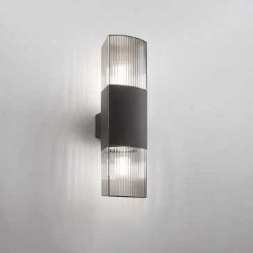 APPLIQUE BIEMISSIONE DARK ANTRACITE/FUME' 2XE27 IP54 10,6X12,1X40CM