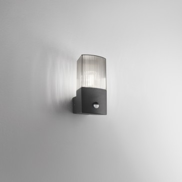 APPLIQUE DARK ANTRACITE/FUME' 1XE27 IP54 CON SENSORE 10,6X11,9X21,8CM