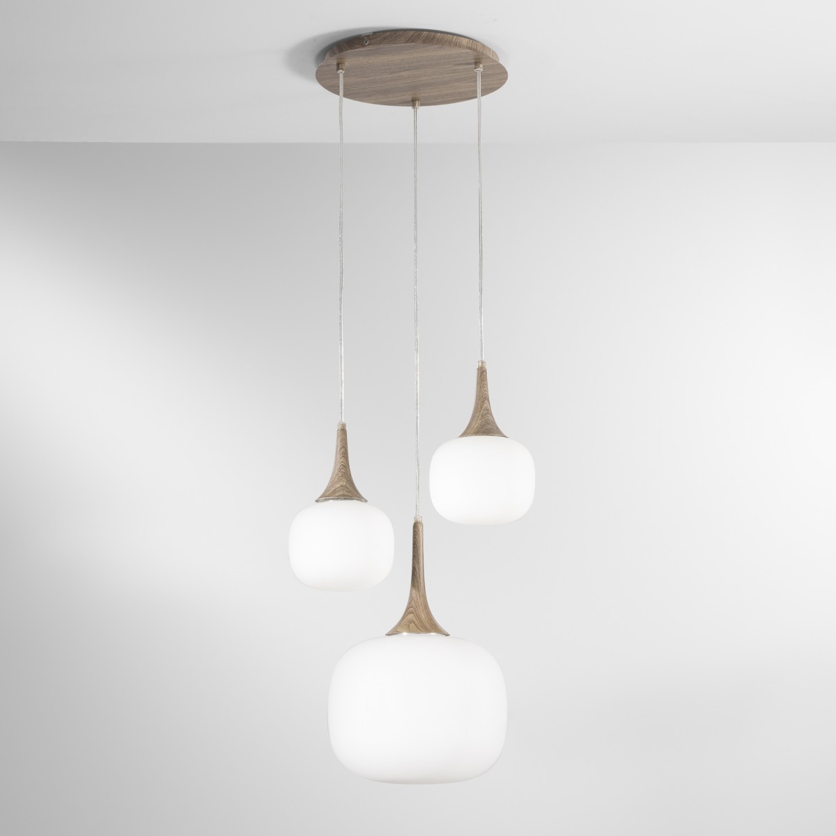 SOSPENSIONE JAIPUR BIANCA/LEGNO 1XE27+2XE14 39X39X150CM