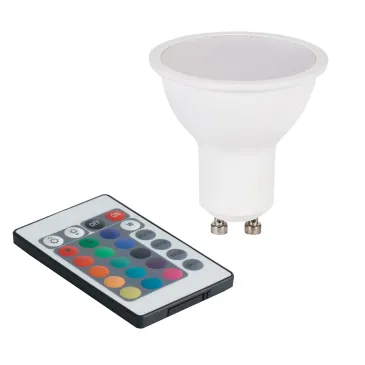 LAMPADINA LED CON TELECOMANDO GU10 5W 400LM RGBW 38° 50X56mm 15000h CRI80