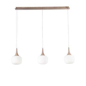 SOSPENSIONE BIANCA/LEGNO 3XE14 97X150CM