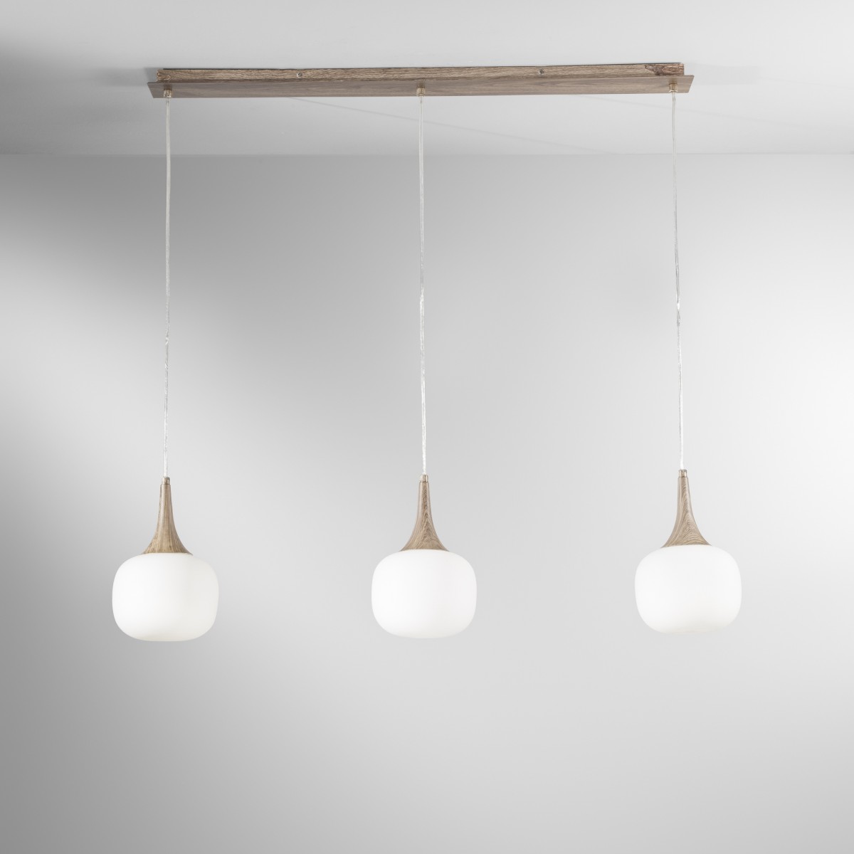 SOSPENSIONE BIANCA/LEGNO 3XE14 97X150CM