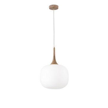 SOSPENSIONE JAIPUR BIANCA/LEGNO 1XE27 30X30X150CM