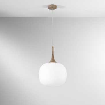 SOSPENSIONE JAIPUR BIANCA/LEGNO 1XE27 30X30X150CM