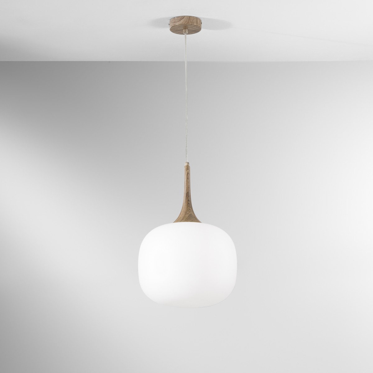 SOSPENSIONE JAIPUR BIANCA/LEGNO 1XE27 30X30X150CM