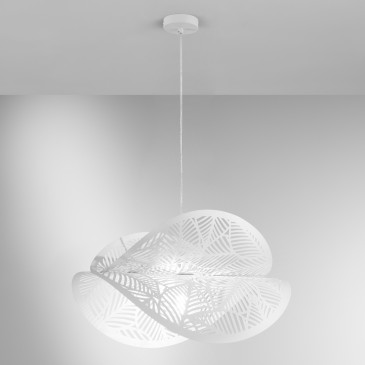 SOSPENSIONE RHEI-LEAF BIANCA DOPPIO DIFFUSORE 1XE27 60X33X150CM