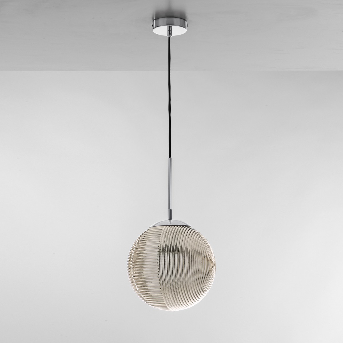 SOSPENSIONE GREENWICH SFERA CROMO/FUME' 1XE27 25X166CM