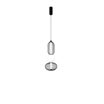 SOSPENSIONE LED INKAS NERA IN VETRO 21W 2460LM CCT 3000/3500/4000K 60X22X22CM
