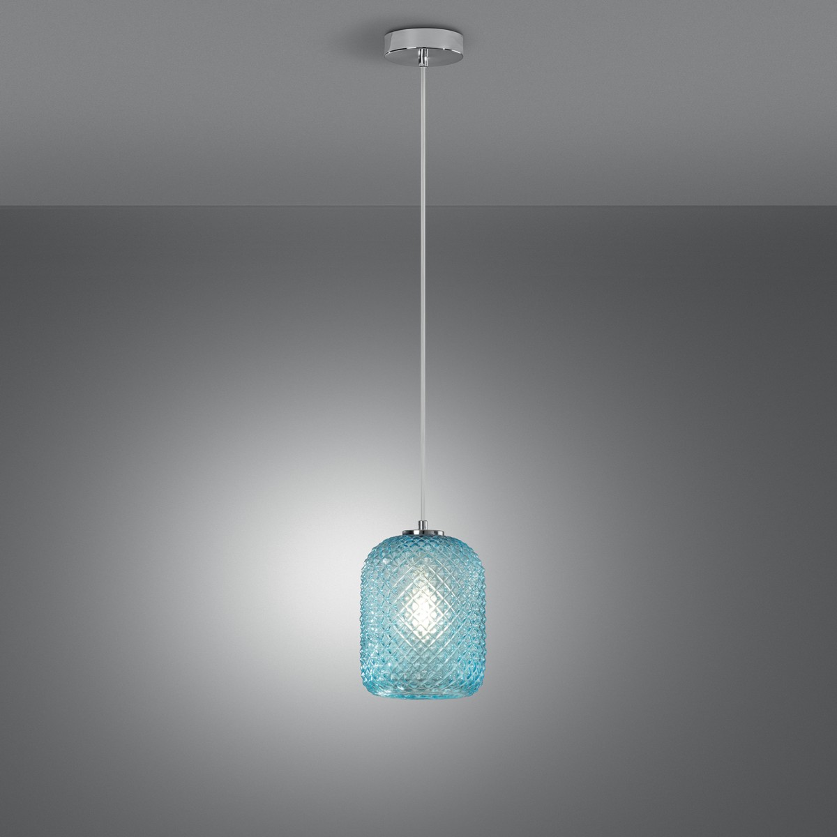 SOSPENSIONE ASHFORD OVALE TURCHESE 1XE27 15X150CM