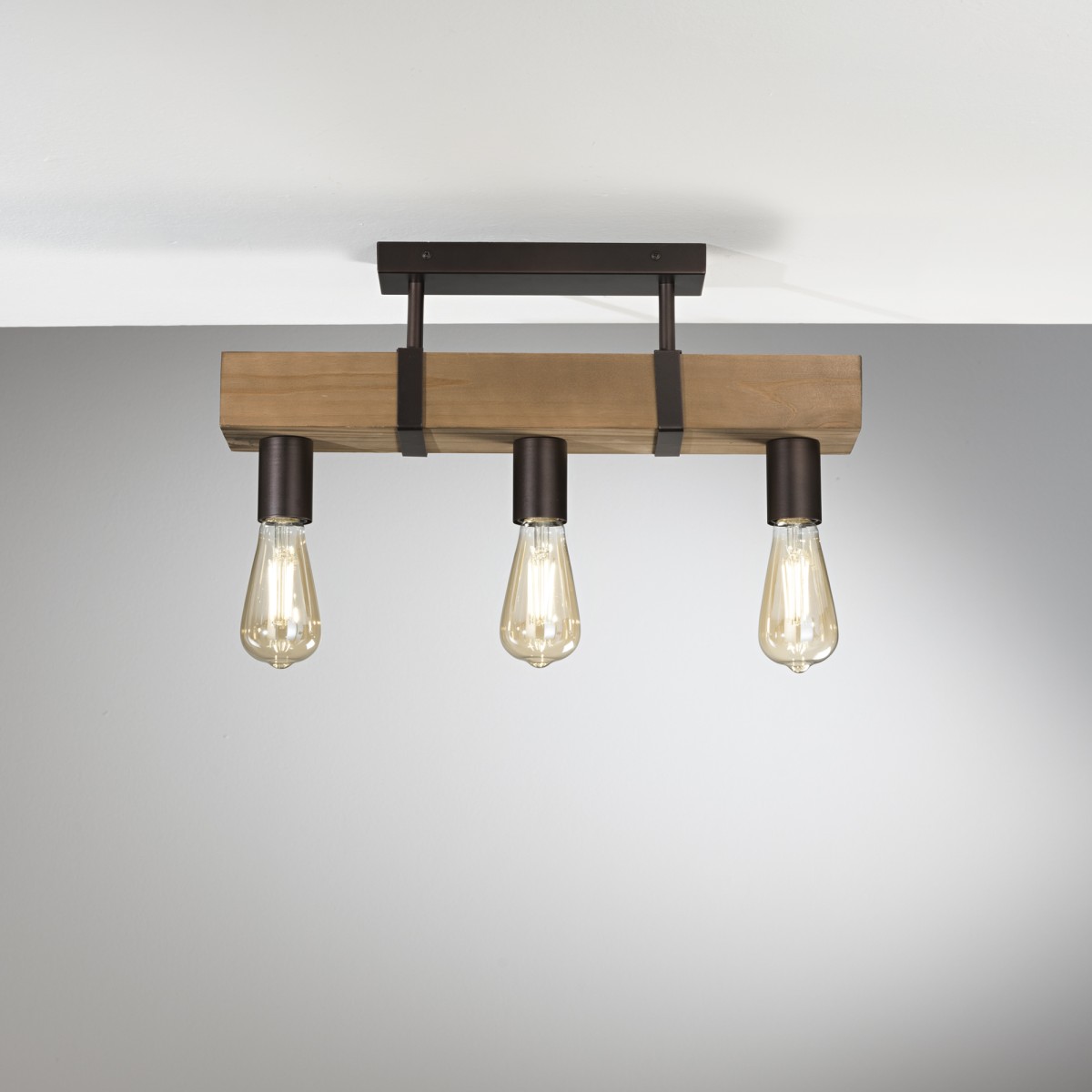 PLAFONIERA TEXAS LEGNO 3XE27 50X10X22CM