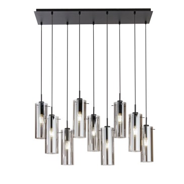SOSPENSIONE MAGIC NERA/FUME' 9XE27 90X30X150CM