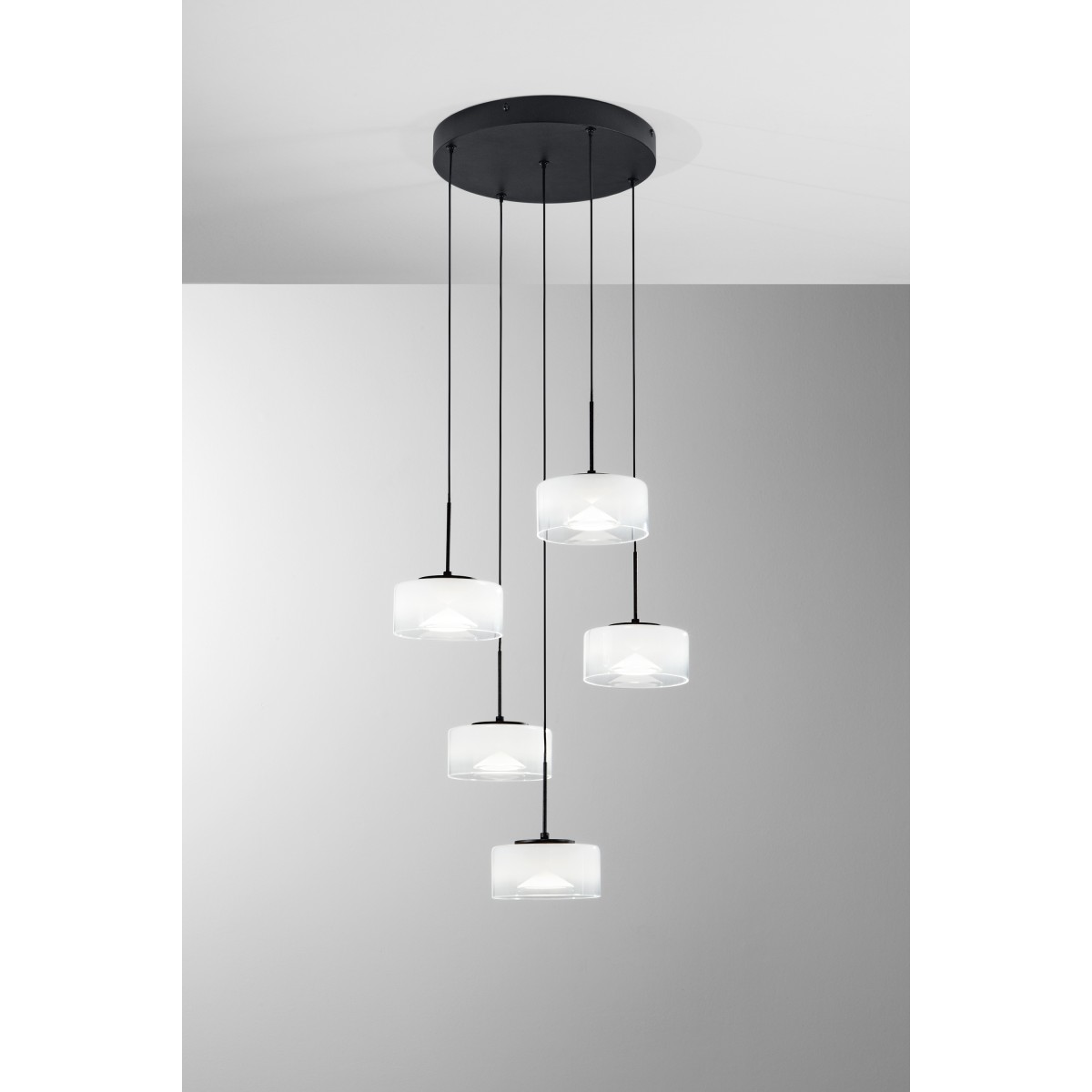 SOSPENSIONE LED EMILY BIANCA CINQUE PENDENTI IN...