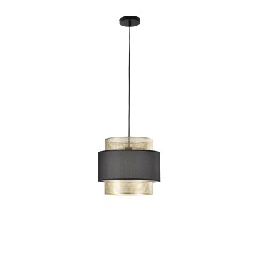 SOSPENSIONE LOUNGE SINGOLO PENDENTE ORO E NERO IN METALLO 1XE27 D35X200CM