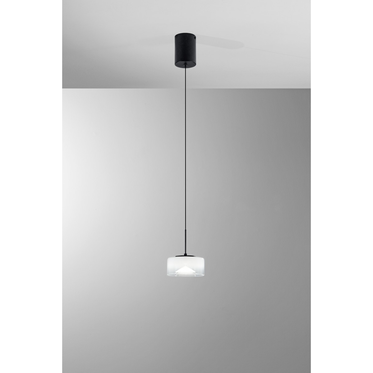 SOSPENSIONE LED EMILY BIANCA SINGOLA IN VETRO+METALLO 8W...