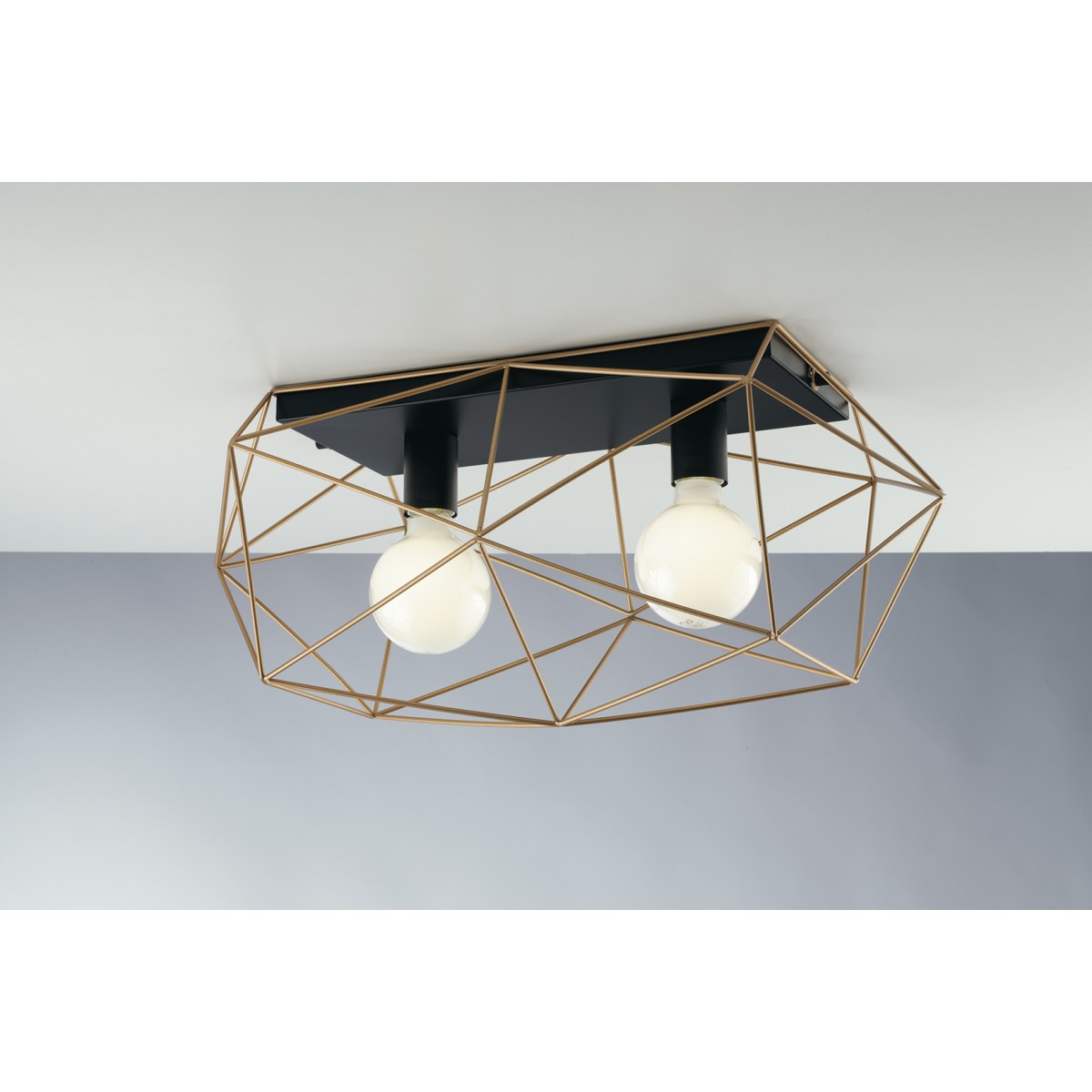 PLAFONIERA ABRAXAS NERA/ORO 2XE27 40X18,5X26,5CM