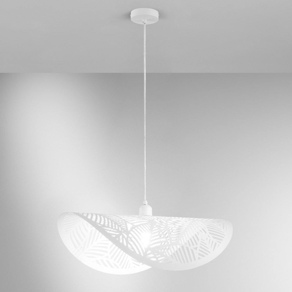SOSPENSIONE RHEI-LEAF BIANCA 1XE27 60X33X150CM