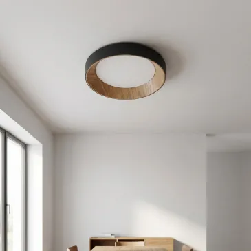 Plafonnier LED moderne 23 W effet bois | Mondialshop