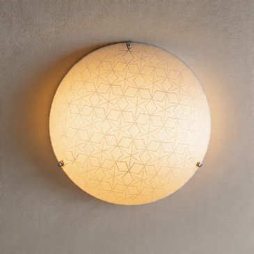 Plafonnier en verre de 40 cm avec décoration en forme d'étoile, 3 ampoules E27 | Mondialshop
