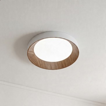 Plafonnier LED moderne 23 W effet bois | Mondialshop