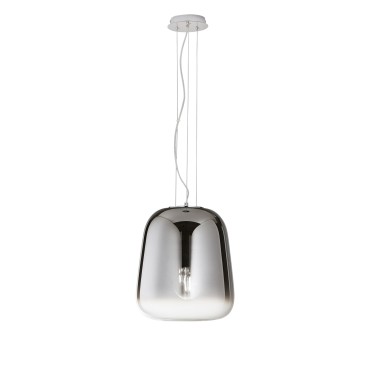 Rauchfarbene, verchromte LED-Aufhängung, 1xE27, 34x150cm