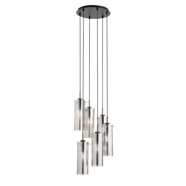 Suspension MAGIC NOIR/FUMÉ 6XE27 35X35X150CM
