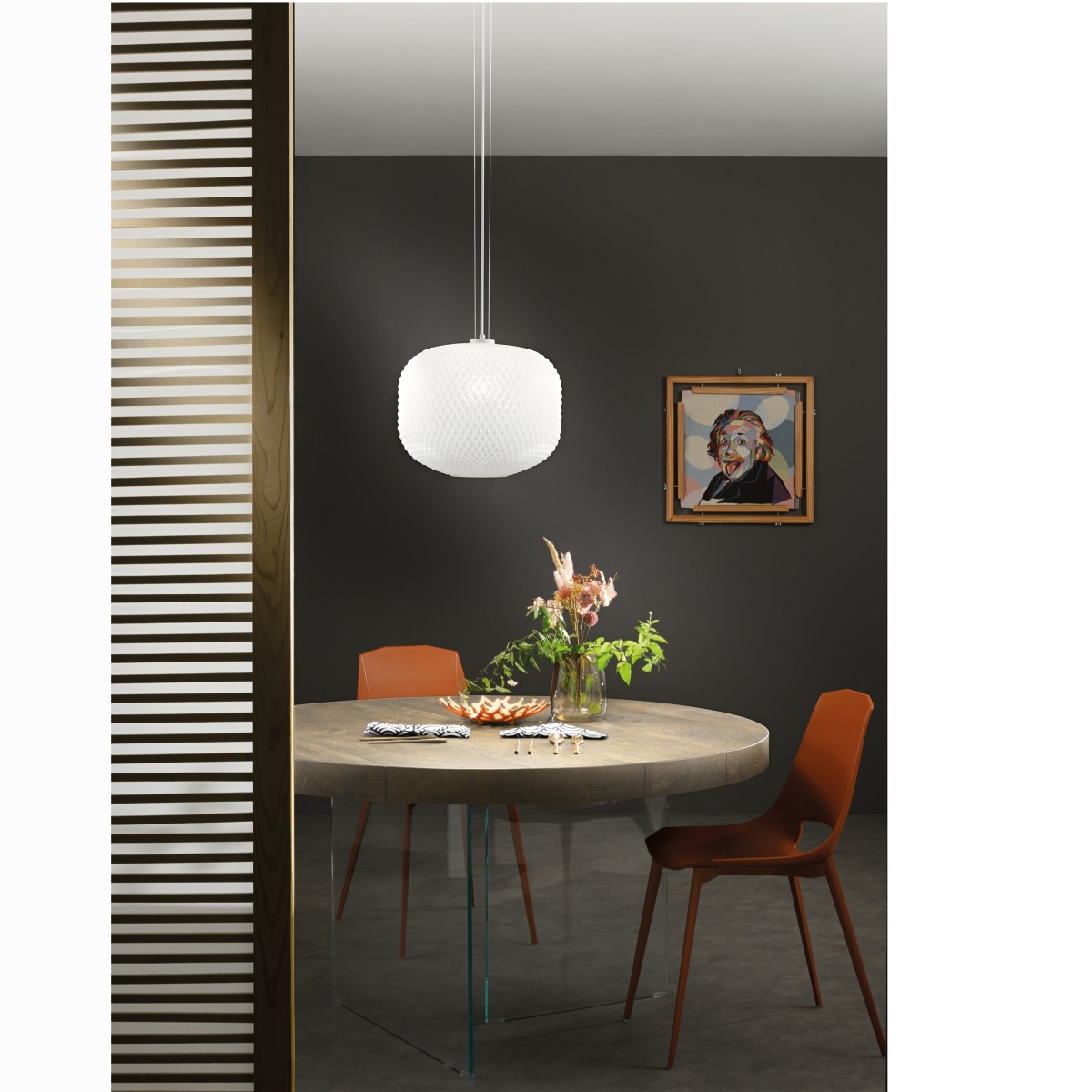 SOSPENSIONE ASHFORD SFERICA BIANCA 1XE27 40X150CM