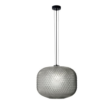 Lampe suspendue sphérique Ashford, fumée, 1 x E27, 40 x 150 cm
