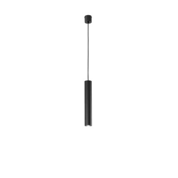 Suspension Lord Black en acier et aluminium, 1 ampoule GU10, 25 W, dimensions : 10 x 10 x 240 cm.