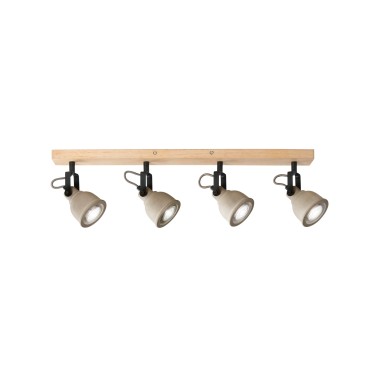 Applique da Soffitto Grigia e Legno 4xGU10 | Mondialshop