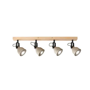 Plafonnier gris et bois avec 4 ampoules GU10 | Mondialshop