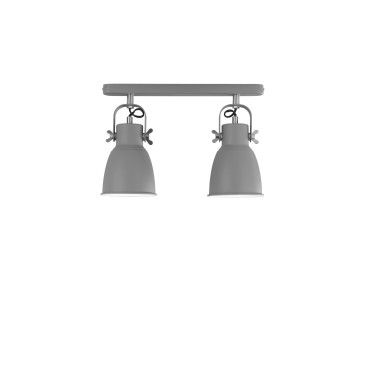Plafonnier gris et nickel, 2 ampoules E27 | Mondialshop