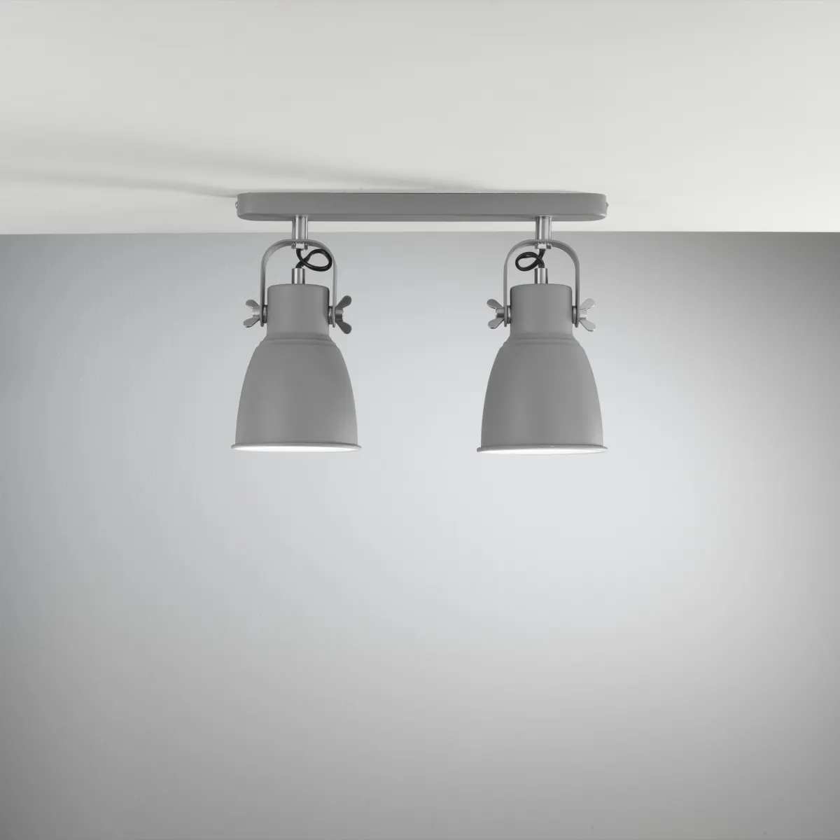 Applique da Soffitto Grigia e Nickel 2xE27 | Mondialshop