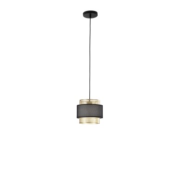 SOSPENSIONE LOUNGE SINGOLO PENDENTE ORO E NERO IN METALLO 1XE27 D21X200CM