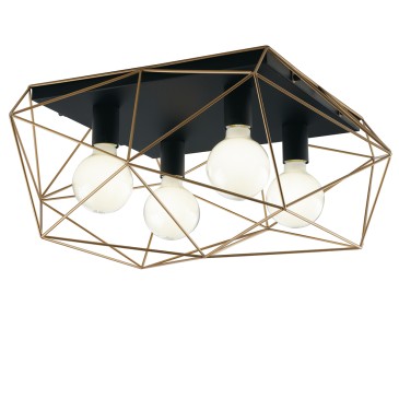 PLAFONIERA ABRAXAS NERA/ORO 4XE27 41,7X40X26,5CM