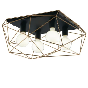 PLAFONIERA ABRAXAS NERA/ORO 4XE27 41,7X40X26,5CM