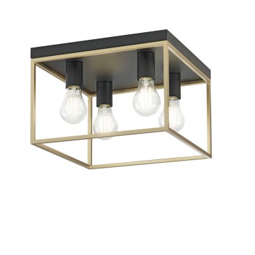 KIMERA Deckenleuchte, schwarz/gold, 4xE27, 35x35x40cm