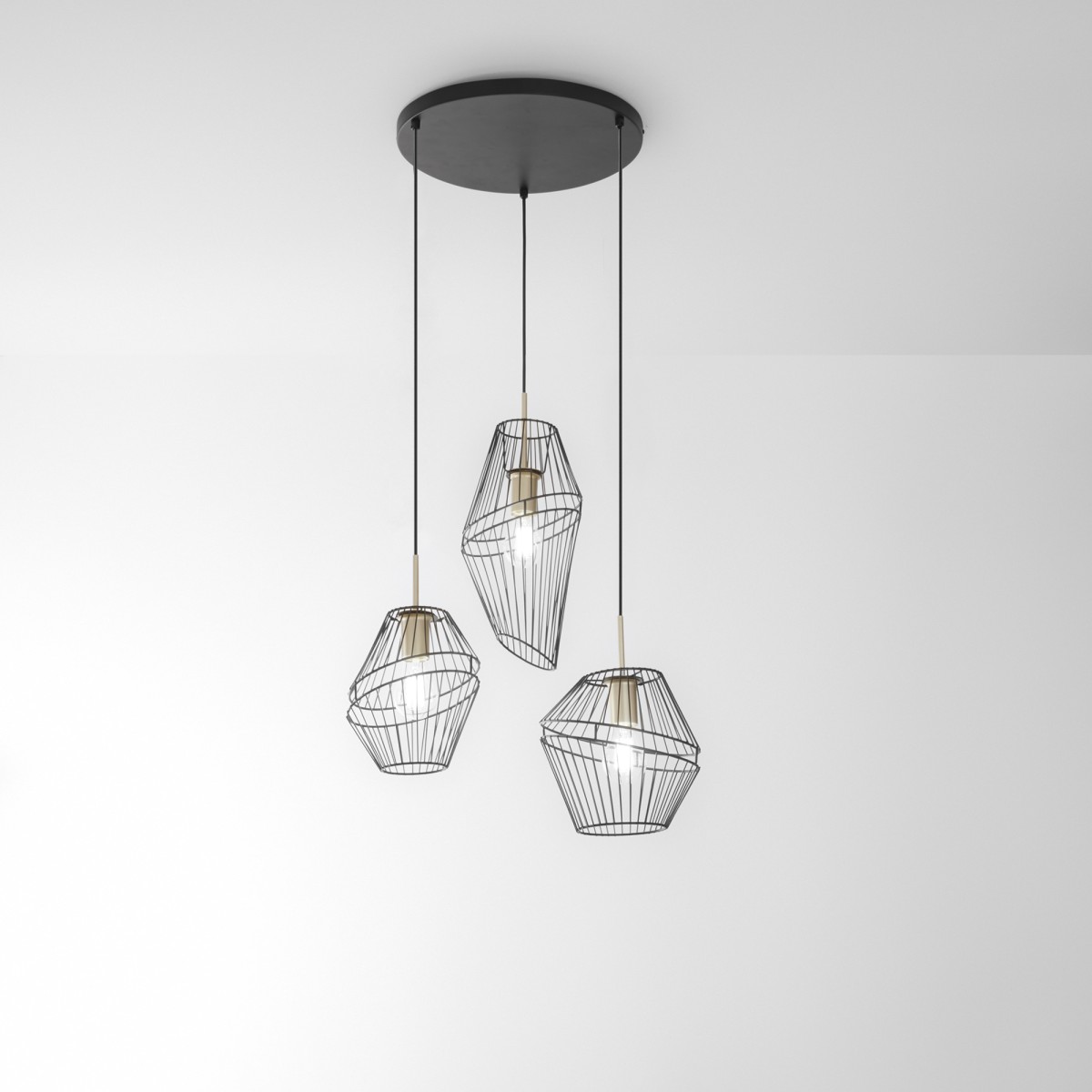 SOSPENSIONE KIKO NERA/ORO 3XE27 42X40X150CM